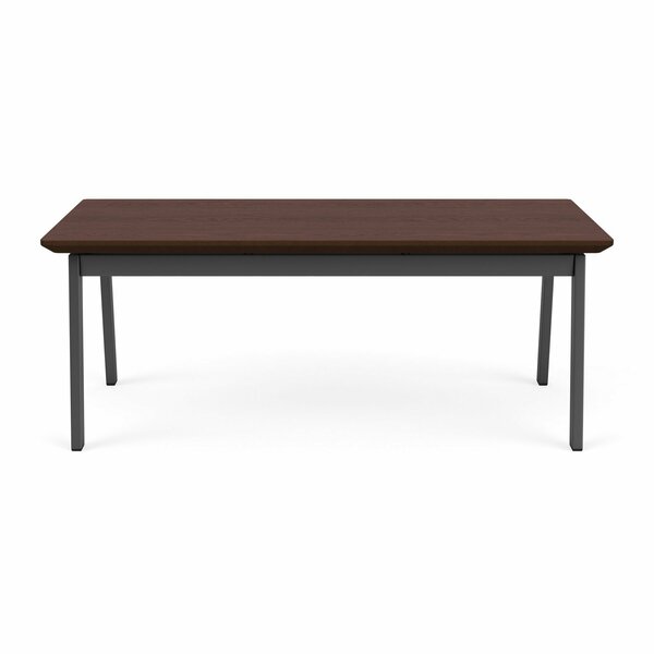 Lesro Newport Coffee Table Metal Frame 20x40in High Pressure Laminate Top, Charcoal, Cocoa Walnut top NP0840